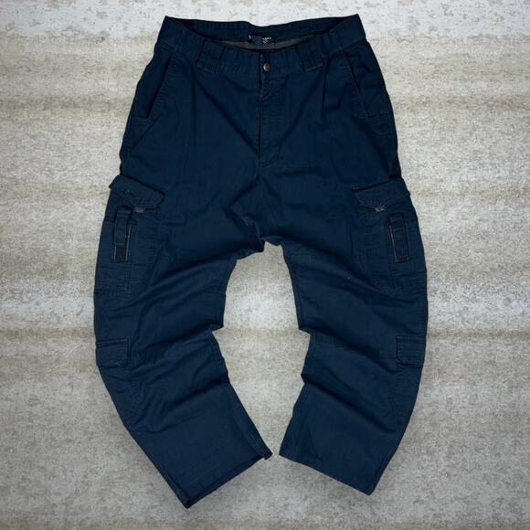Vintage 5.11 Double Knees Tactical Pants Navy Blue Baggy Fit Cargos 90s - Picture 2 of 5